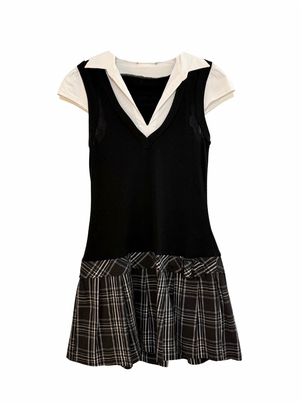 vintage school uniform drop waist mini dress